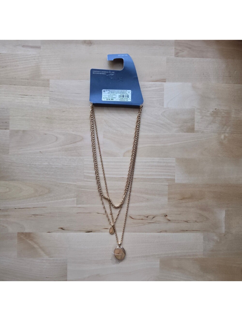Universal Thread Ball & Medallion in Worn Gold Layer Necklace OS